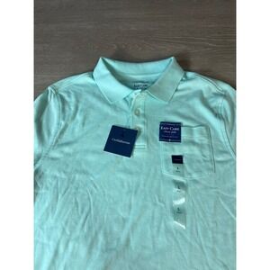 Croft and Barrow Mens Easy Care Classic Polo Shirt Teal Blue Size LG BRAND NEW